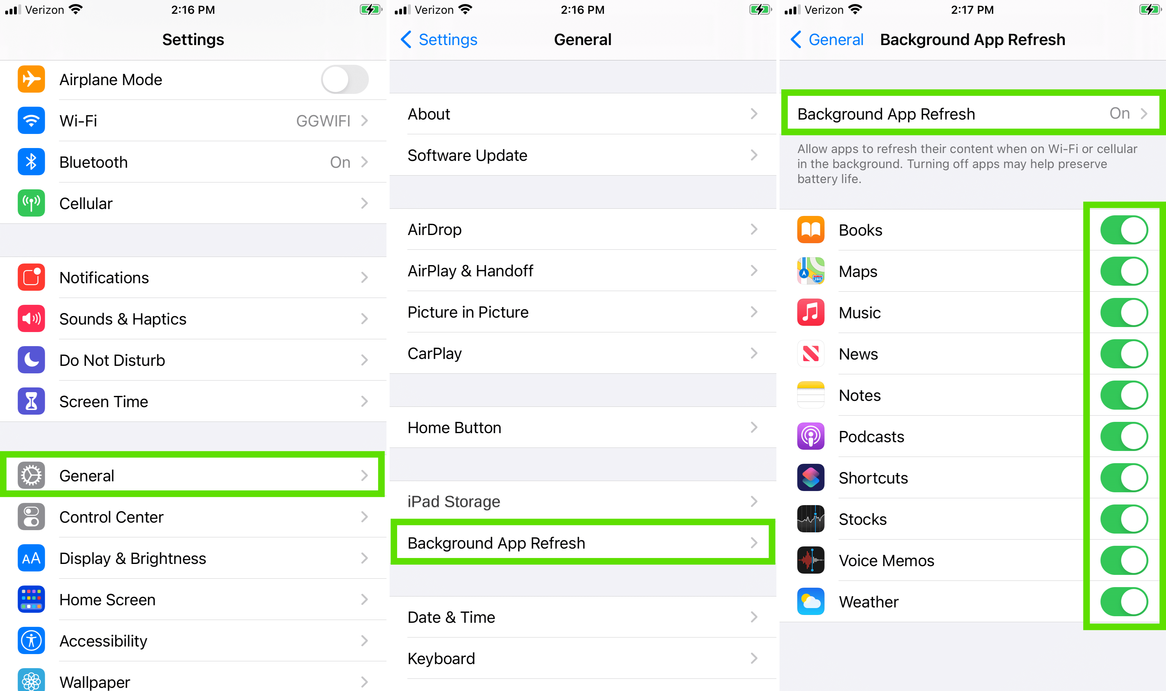 How to turn off background app refresh